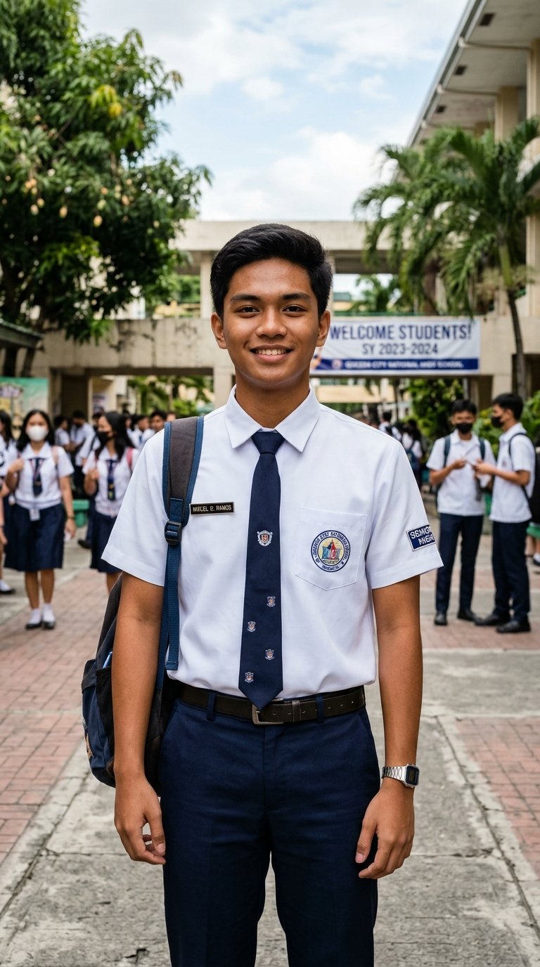 AI-generated illustration of a Filipino high school student in uniform